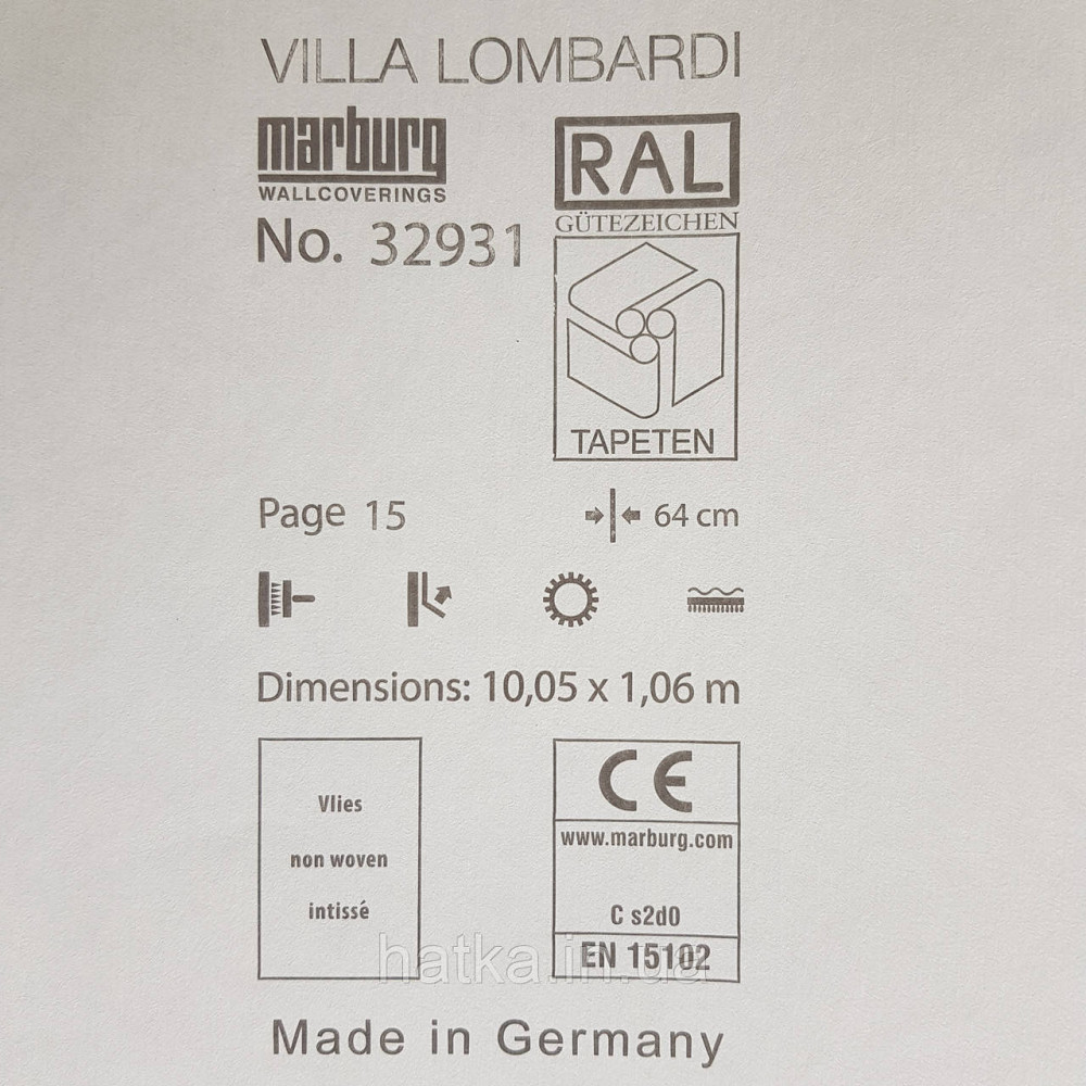 Шпалери метрові вінілові на флізелін Villa Marburg Lombardi вензель великий структурний блакитні на Київ - фото 7