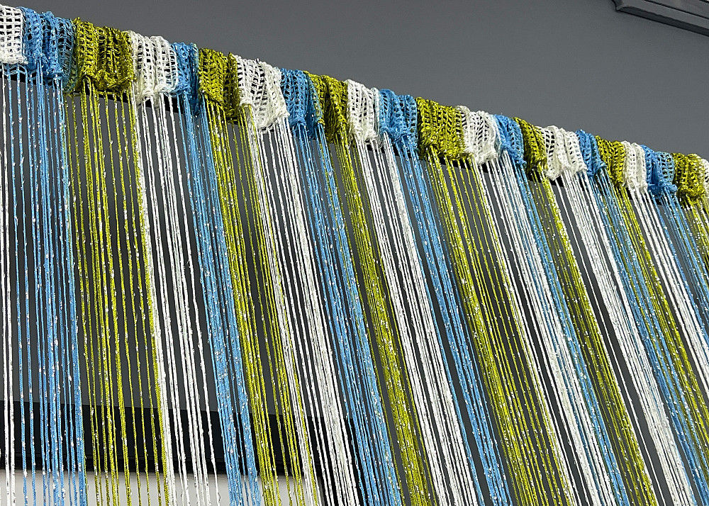 Штори-нитки з люрексом Білий з блакитним і оливковим 300х300см 1 шт (61-124) Київ - фото 7