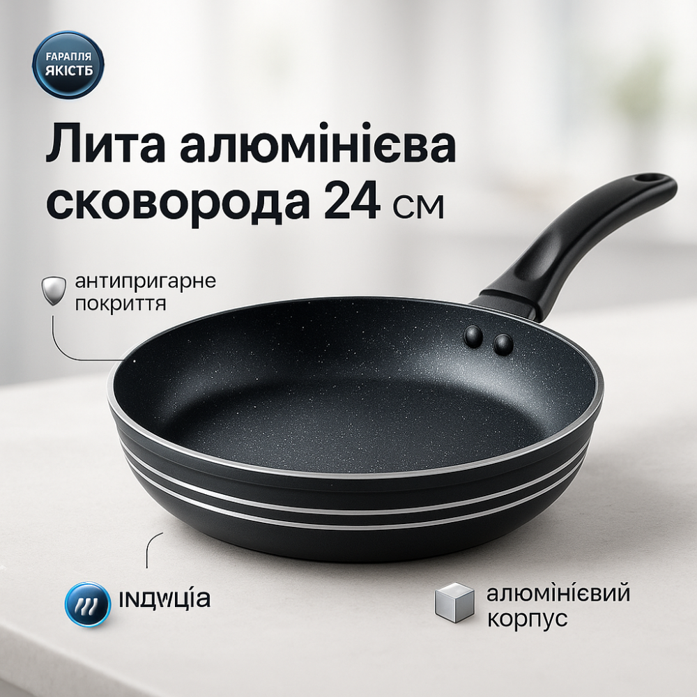 Сковорода алюмінієва поглиблена, Практична сковорідка, Сковорода глибока для дому YH-68 Львів - фото 15