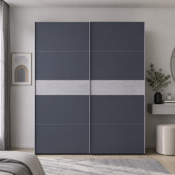 Шкаф купе Doros G-Caiser Антрацит / Антрацит вставка Бетон 2 ДСП / 5 части 220х60х240 (42005419) (DRS-012251) Львов