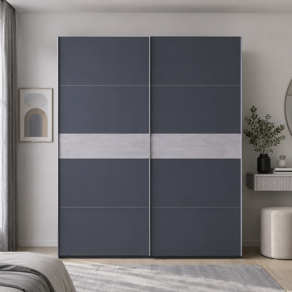 Шкаф купе Doros G-Caiser Антрацит / Антрацит вставка Бетон 2 ДСП / 5 части 220х60х240 (42005419) (DRS-012251) Львов - изображение 1