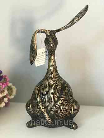 Статуэтка «Зайчик» 18х13х33 см  металл черно-золотой Киев