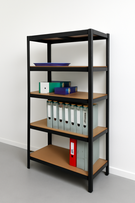 Чорний металевий стелаж з 5 регульованими полицями | 875 кг загального навантаження | 180х90х40 см | Міцний каркас, МДФ полиці, ст Львів - фото 7