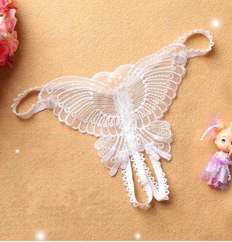 Трусики з розрізом та метеликом білого кольору - розмір універсальний, (на резинці, тянуться) Київ - фото 1