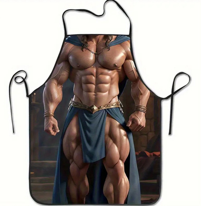 Фартух чоловічий прикольний Накачаний чоловік з м’язами 74 на 54 см різнобарвний Київ - фото 1