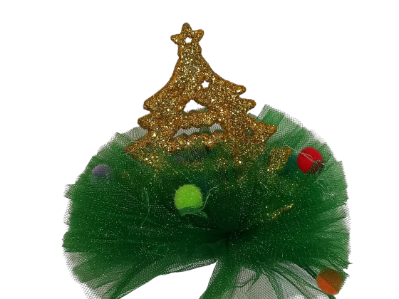 Обруч на новый год елочка золотая с фатином на голову one size ручная работа зелёный Киев