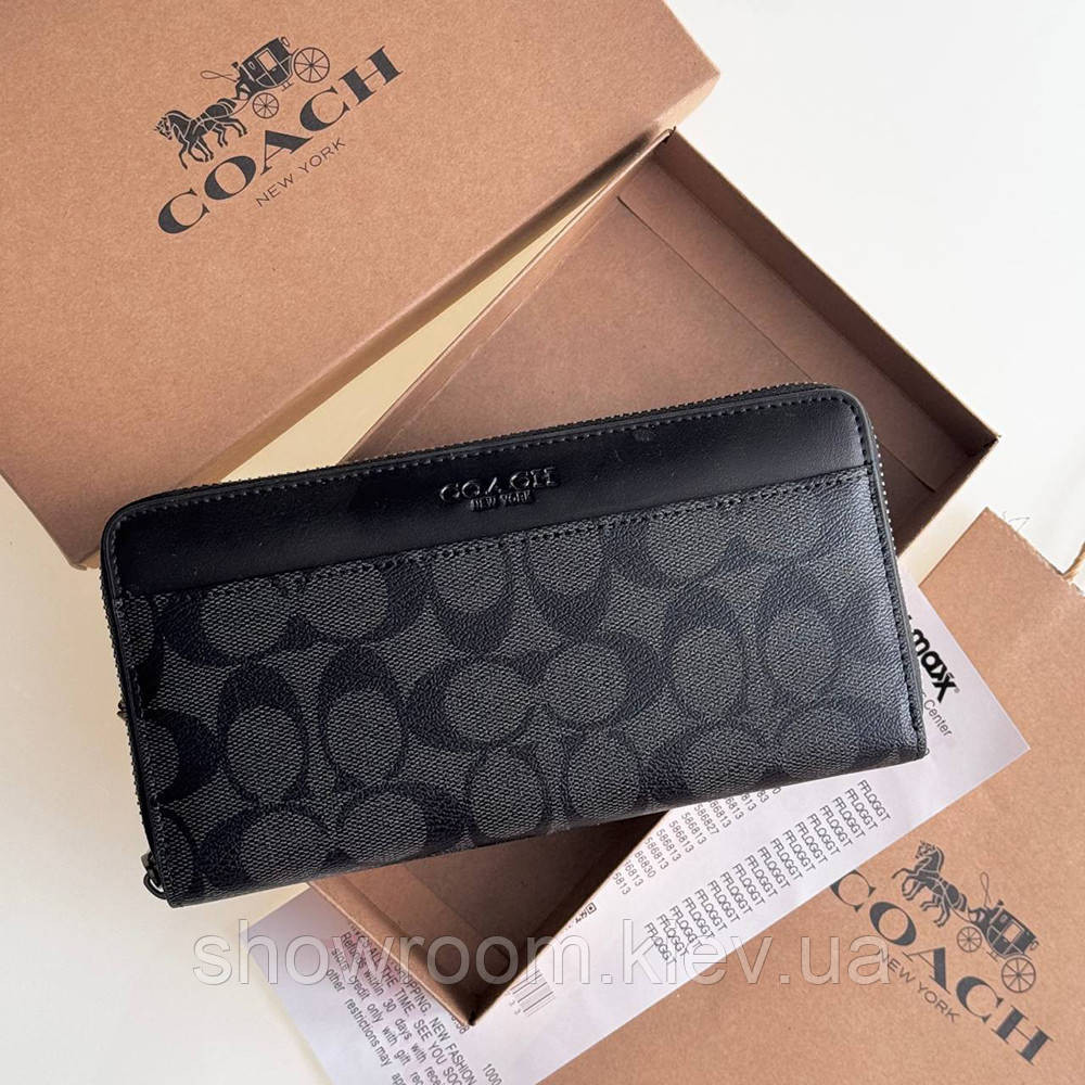 Женский брендовый кошелек на молнии Coach (1380) black Киев - изображение 5