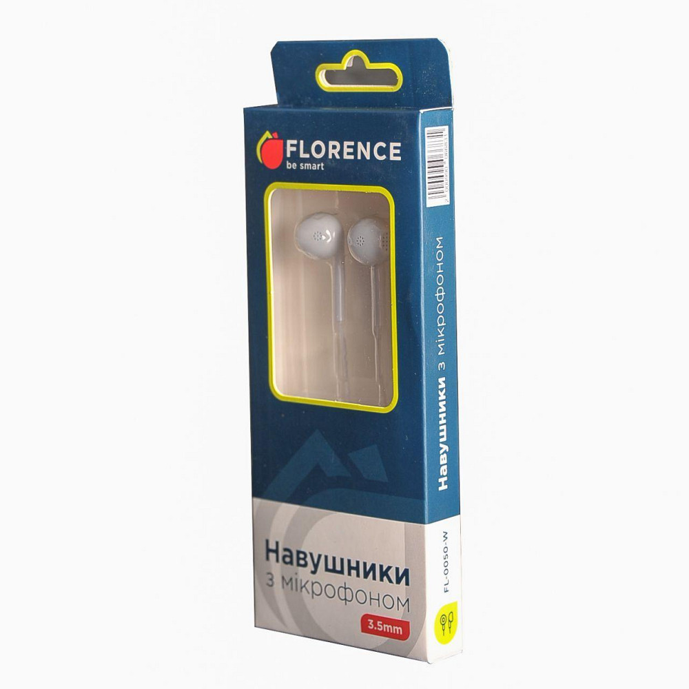 Наушники Florence FL-0050-W White с микрофоном Полтава - изображение 1