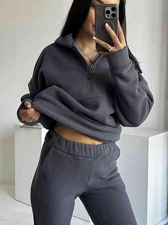 Женский теплый костюм двойка: кофта и штаны из турецкого флиса Графит, 42/44 Одесса