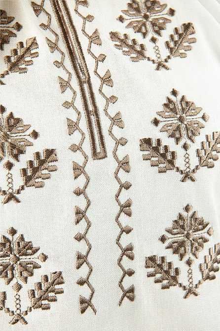 Вишиванка для дівчаток-підлітків лляна з довгим рукавом, молочна топ Київ - фото 2