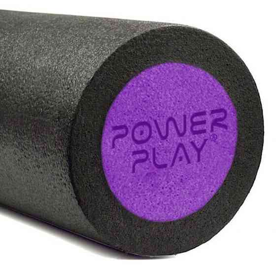 Масажний ролик (роллер) гладкий PowerPlay 4021 Fitness Roller Чорно-фіолетовий (30x15см.) Каменское