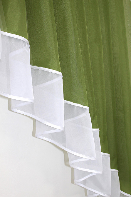 Кухонная занавеска VR-Textil № 023к оливковый с белым 150х150 см (50-524) Киев - изображение 6