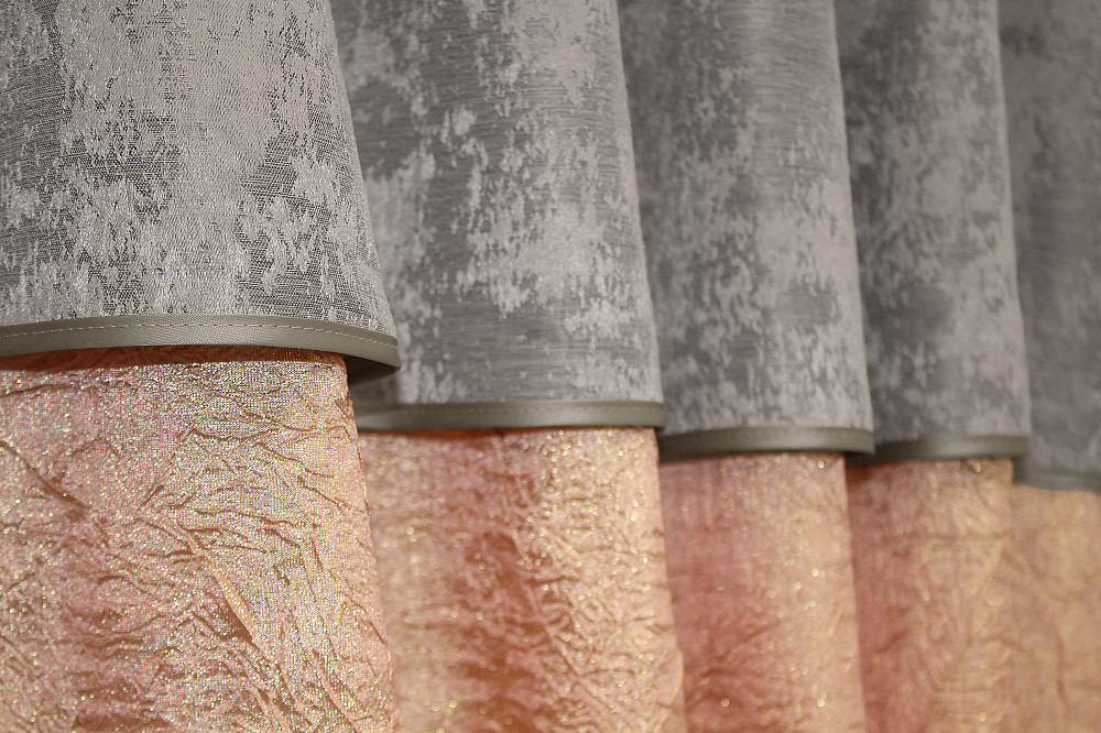 Кухонные шторы VR-Textil № 073к с ламбрекеном и подхватами персиковый с кофейно-серым 275х170 см (52-0476) Киев - изображение 5