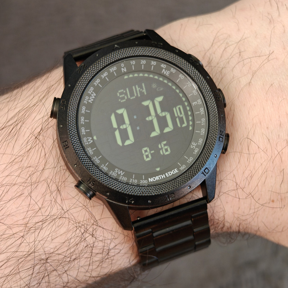 Годинник чоловічий водостійкий тактичний North Edge Desert Iron Edition (2 ремінці) Чорний Київ - фото 7