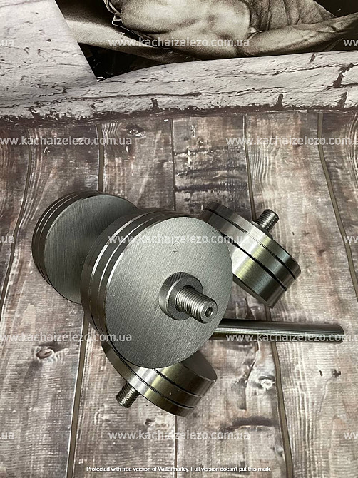 Гантели наборные 2 по 24 кг + Переходник для штанги Гантели, гири, штанги и диски металлические без покрытия Киев - изображение 3