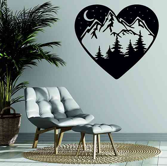 Декоративное настенное Панно «Сердце» Декор на стену 70*63 см, Черный Киев