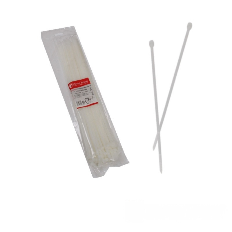 Стяжка кабельная 5х400 мм, 100 шт, белый Днепр - изображение 1