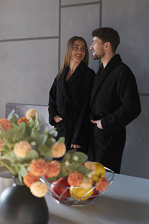 Банный махровый халат женский Ideal Textile черный (56861056) Черновцы - изображение 2