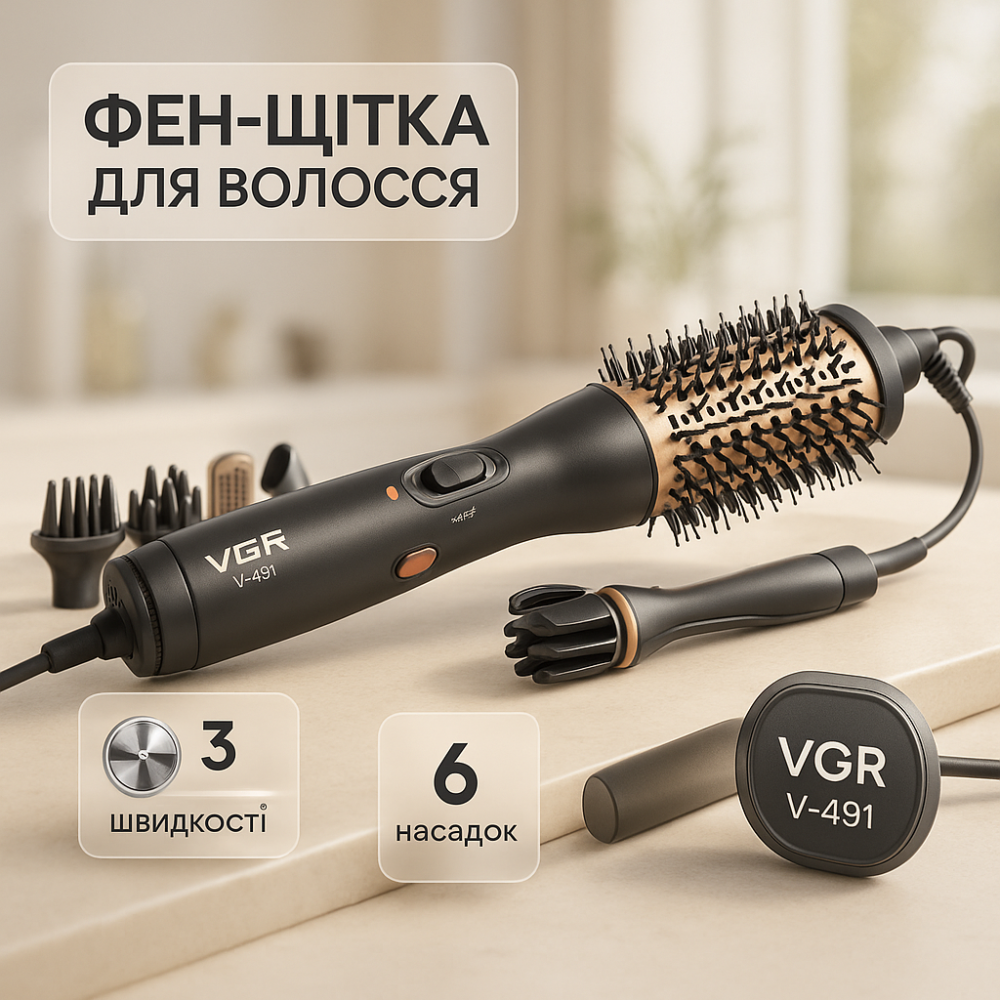 Потужний іонний фен, Фен Випрямляч для волосся, Щітка для випрямлення волосся дорожній DB-54 Львів - фото 19