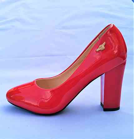Женские Красные Туфли на Толстом Каблуке Лаковые Модельные (размеры: 36) - 072 Днепр