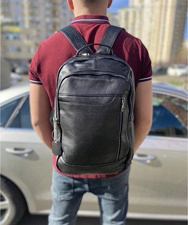 Городской мужской кожаный рюкзак черный Tiding Bag B2-03555A Каменское - изображение 9