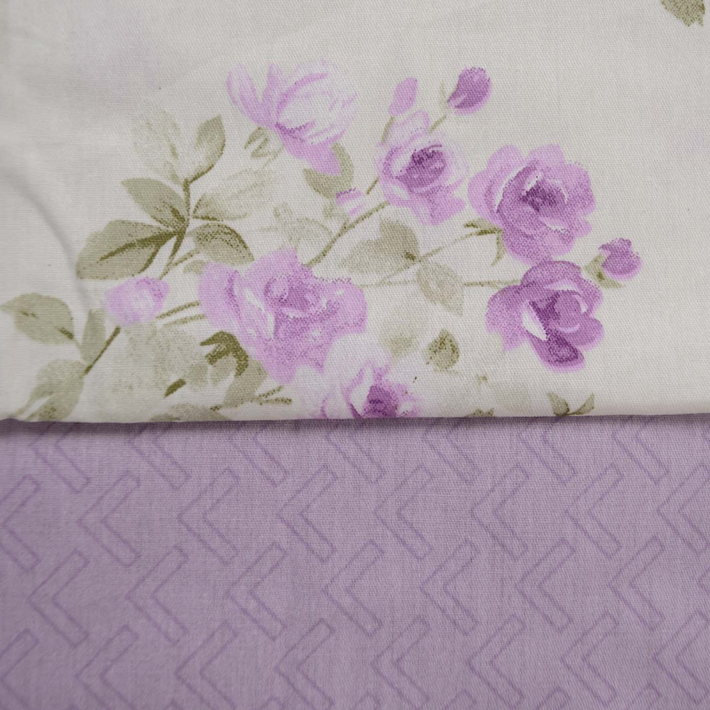 Комплект постельного белья полуторный Сатин Вероника 125 г/м2 YouStar (Лавандовый с белым) 2 х 70х70 Сумы - изображение 5