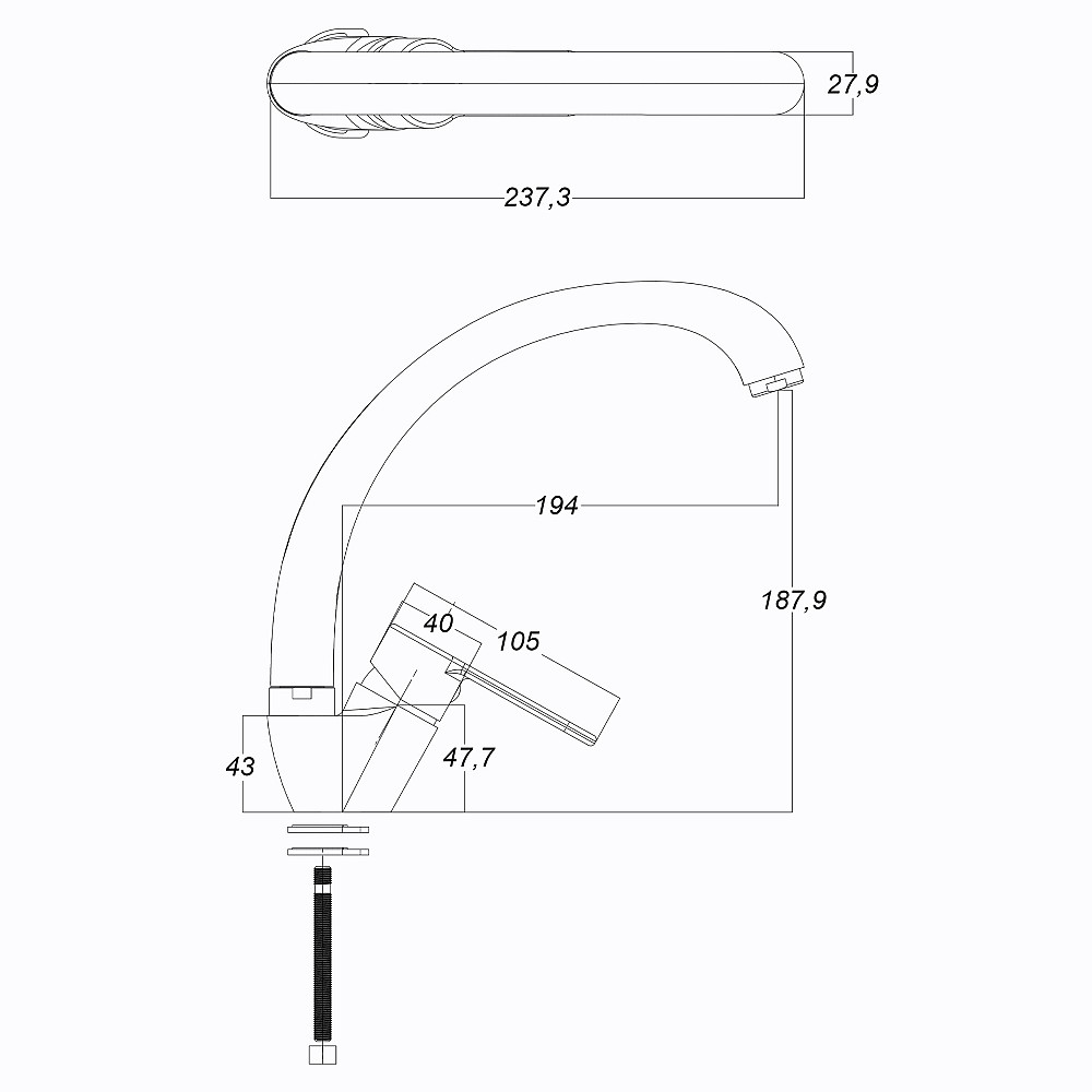 Змішувач для кухні Globus Lux Dolly GLD-0103S Київ - фото 6