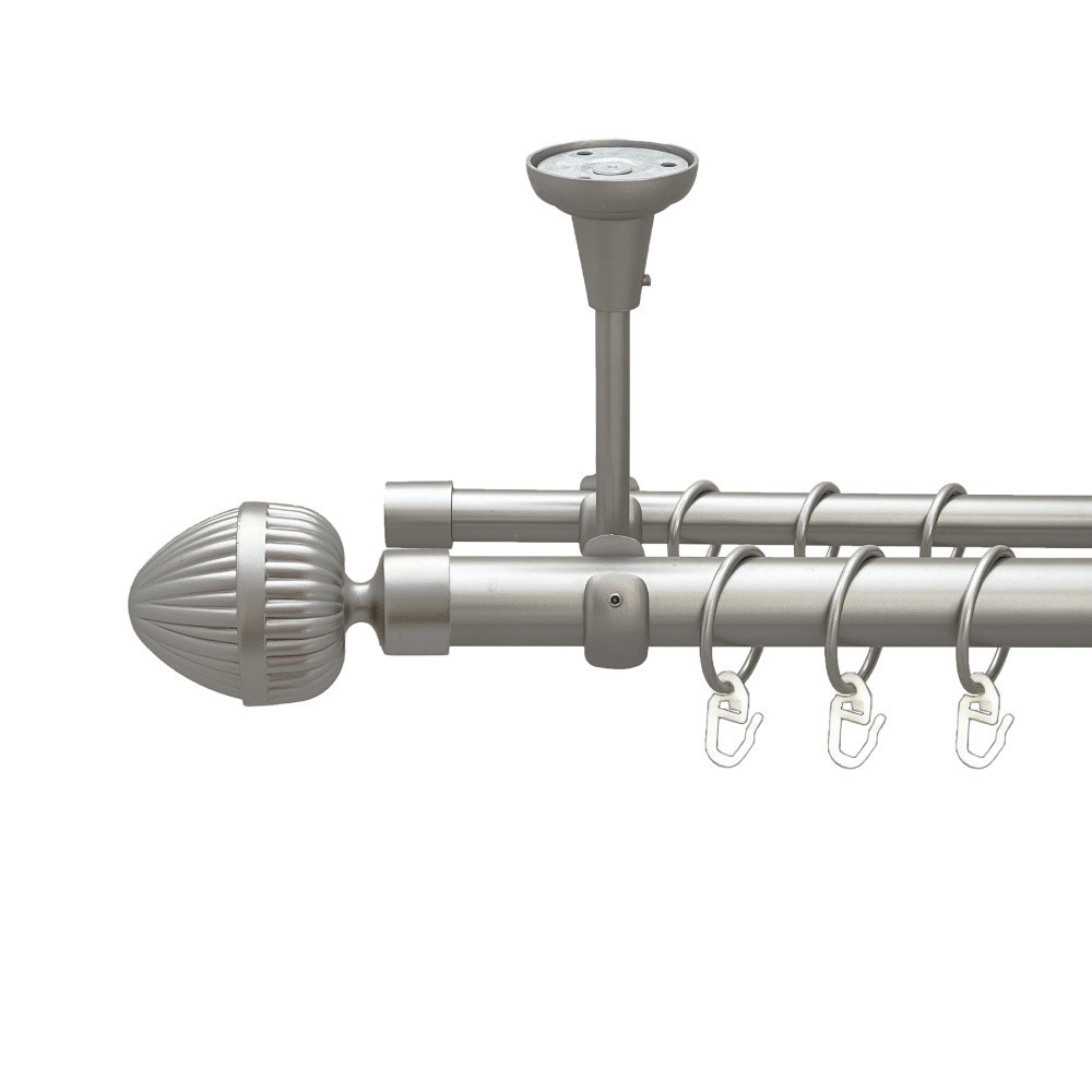 Карниз Orvit Одеон металевий дворядний відкритий до стелі гладка труба кільце металеве Сатин 25\16 мм 160 см Львов - изображение 1