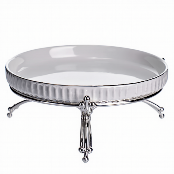 Yiwu Фруктовниця порцелянова на металевій підставці Ø20 (см) кругла Золото LB-1570G Коломия