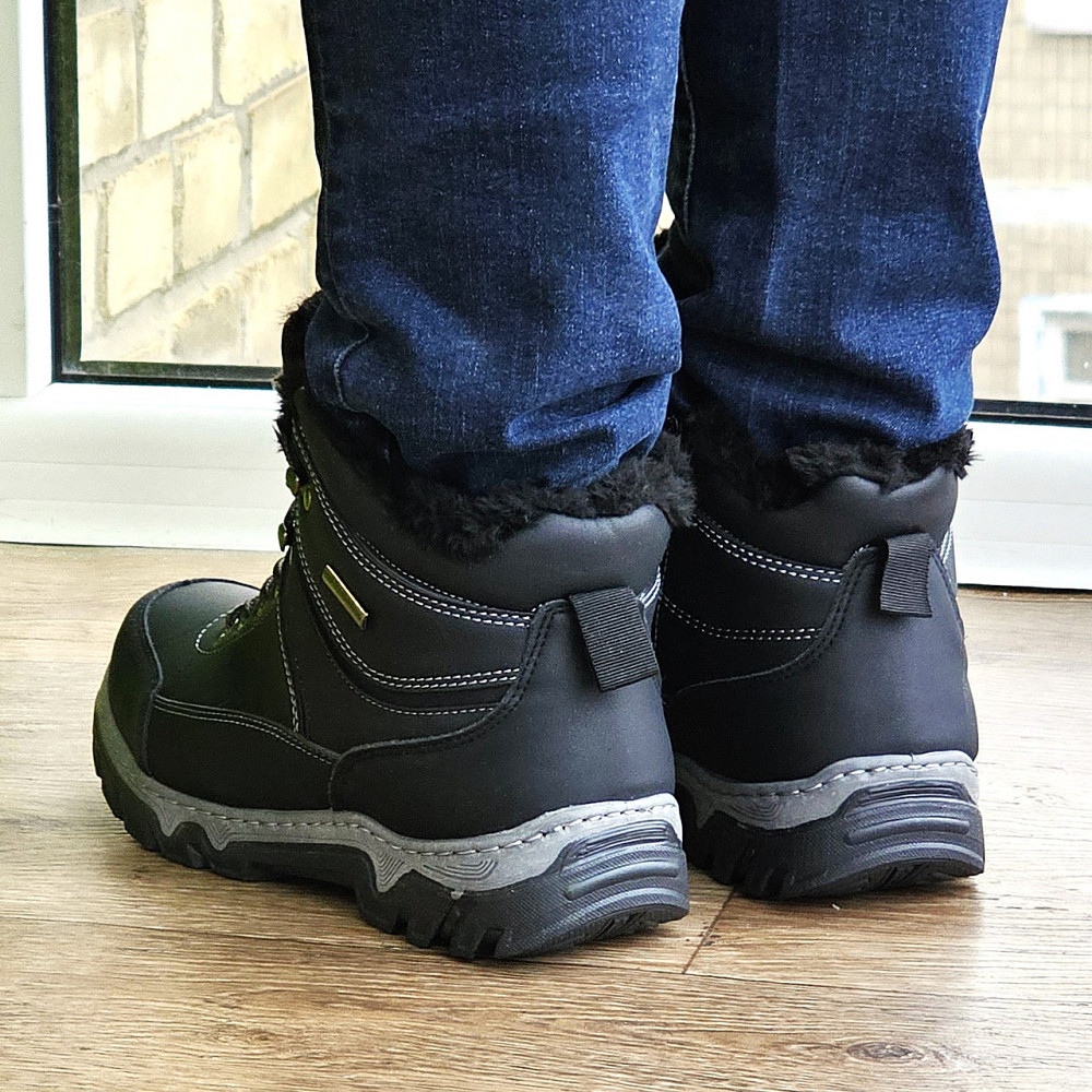 Черевики Зимові Чоловічі Кросівки на хутрі Чорні Зима Хух (розміри: 40,41,42,43,44,45) Відео Огляд — 502 Дніпро - фото 4