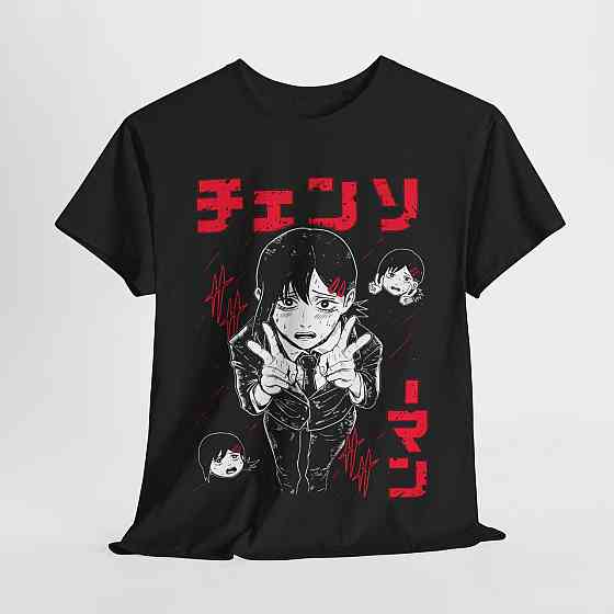 Футболка аниме Человек-бензопила оверсайз (S/M/L) Черний AnimeJ0741 Днепр