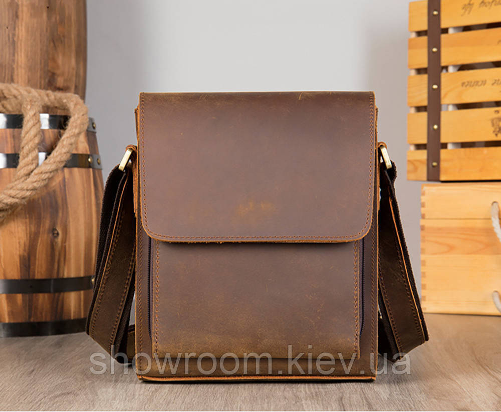 Сумка кожаная мужская средних размеров Wild Leather (7433) коричневый Киев - изображение 8