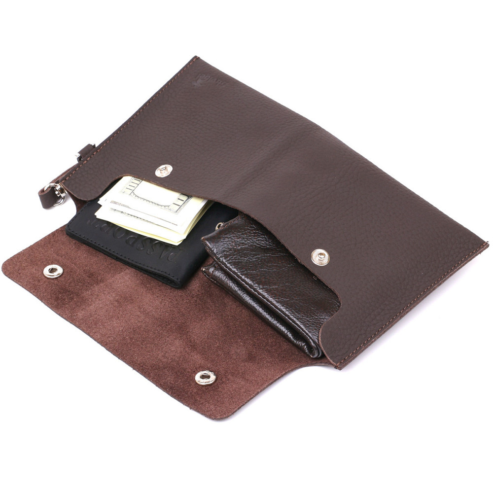 Кожаная матовая тревел-косметичка Коричневый (SHVIGEL) Киев - изображение 9