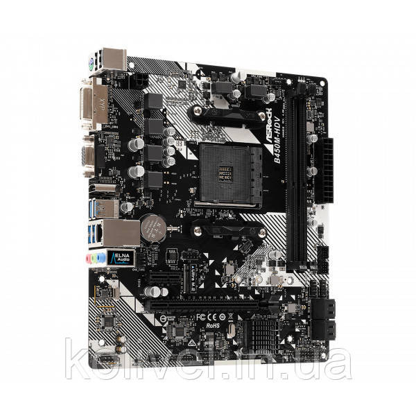 ASRock B450M-HDV R4.0 (AM4/B450, 2*DDR4, PCIex16, DVI-D/HDMI/VGA, 4xSATAІІІ, M.2, GLan, 8ch, mATX) (B450M-HDV Київ - фото 4