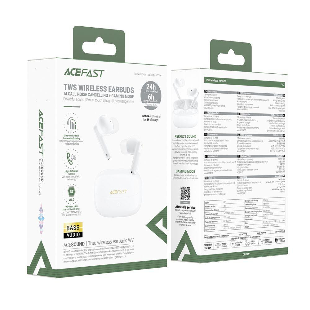 Бездротові навушники TWS ACEFAST W7,ENC, IPX4, White Одеса - фото 2