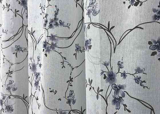 Тюль VR-Textil 1325т Flora Батист Білий с сине-черным принтом 300х265 см (42-1324) Киев