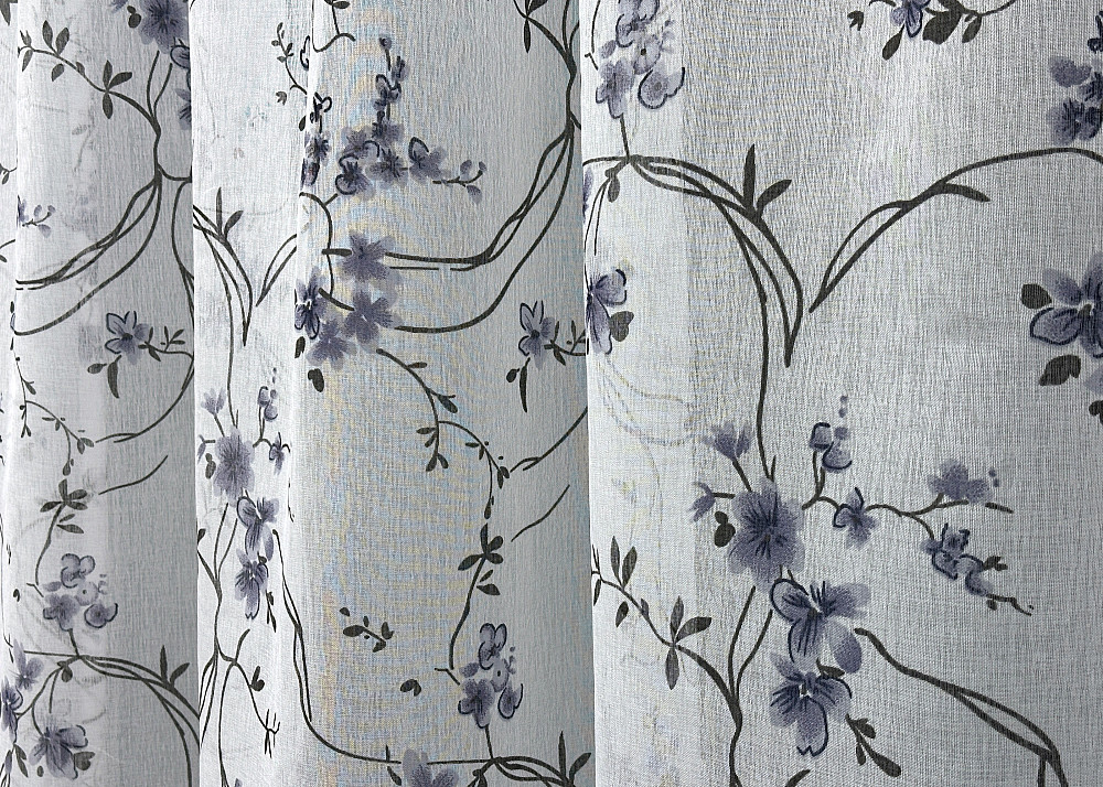 Тюль VR-Textil 1325т Flora Батист Білий с сине-черным принтом 300х265 см (42-1324) Киев - изображение 5