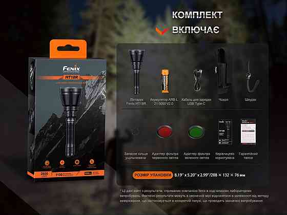 Ручний далекобійний ліхтар Fenix HT18R 2800лм (Чорний) Київ