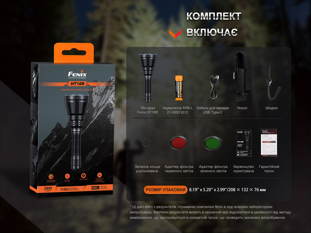 Ручной дальнобойный фонарь Fenix HT18R 2800лм (Черный) Киев - изображение 6