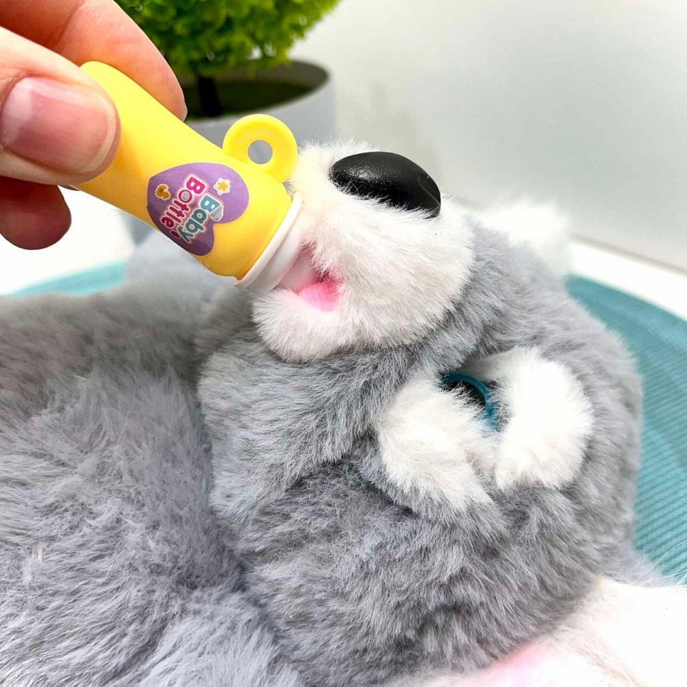 Коала інтерактивна м'яка іграшка пляшечка в комплекті моргає сенсорний та магнітний датчик звук 24см Сірий (933-216 E) Чернигов - изображение 4