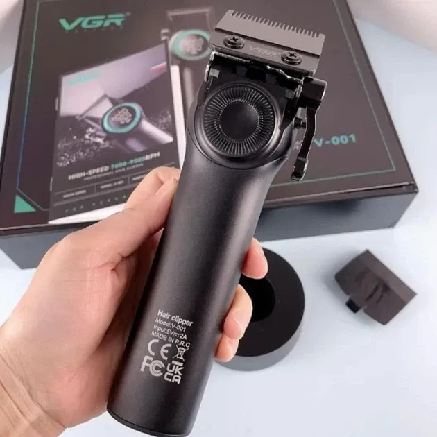 Професійна акумуляторна машинка для стрижки VGR V-001 з 10 насадками та ємністю 4600mAh чорна Одеса - фото 4