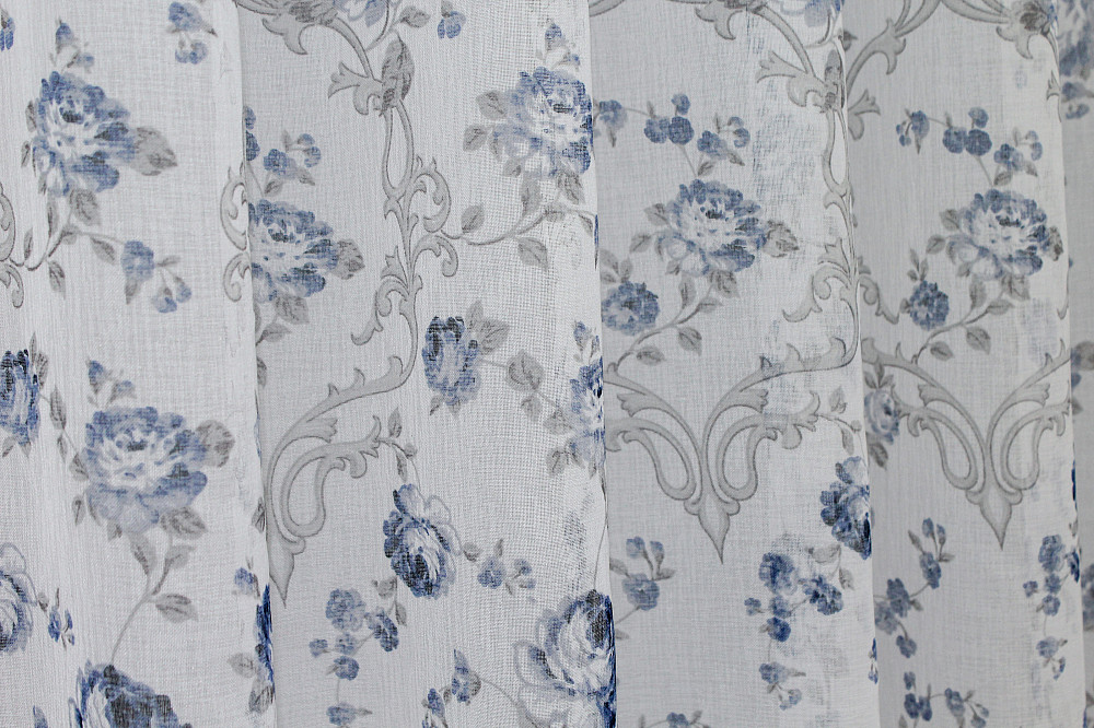 Тюль VR-Textil 416т Flora Батист Білий з сіро-блакитним 500х270 см (42-0828) Київ - фото 5