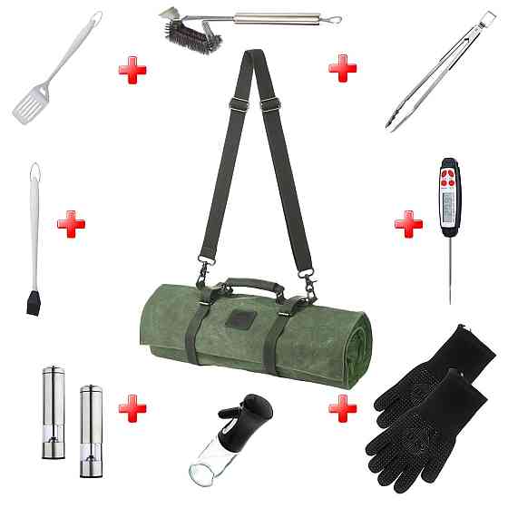Акція! Скрутка ТОП 10 аксесуарів для барбекю Green GRILLI 888011 Код: 009568 Рівне