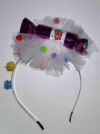 Новогодний обруч для волос конфетка с фатином one size ручная работа розовый Киев