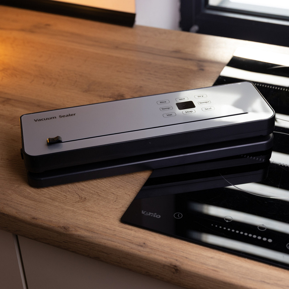 Вакууматор побутовий сенсорний для сухих і вологих продуктів 120 Вт із вбудованим різаком пакувальник вакуумний Сріблястий HP-11-29G Коломия - фото 10