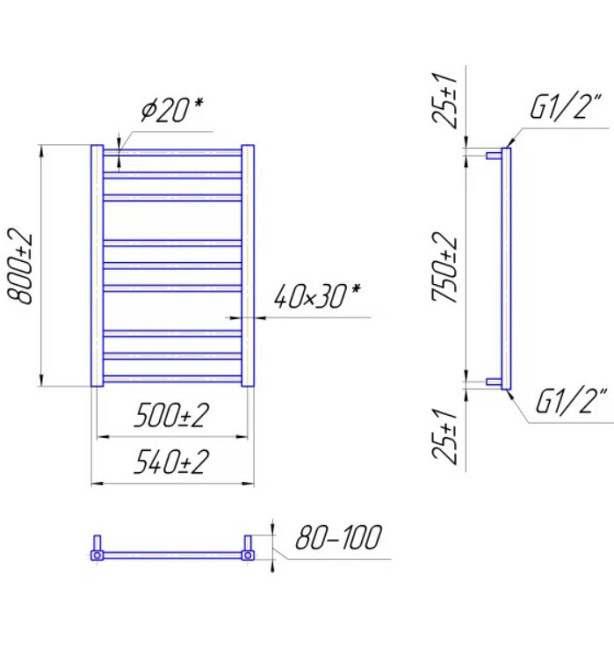 Водяна рушникосушка Mario Преміум Класік 800x540/500 золото Київ - фото 4