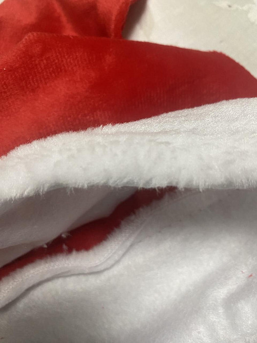 Новогодняя шапка с мехом для детей и взрослых -размер окружности около 56 см, текстиль красный Киев - изображение 4