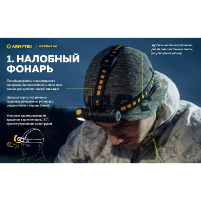 Фонарь Armytek Wizard C2 WG Magnet USB Warm (F09201W) Винница - изображение 4