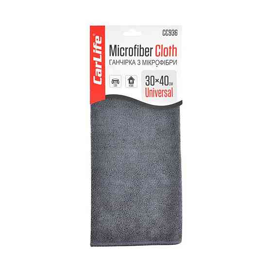 Ганчірка з мікрофібри CarLife, 30x40 см, сіра Киев