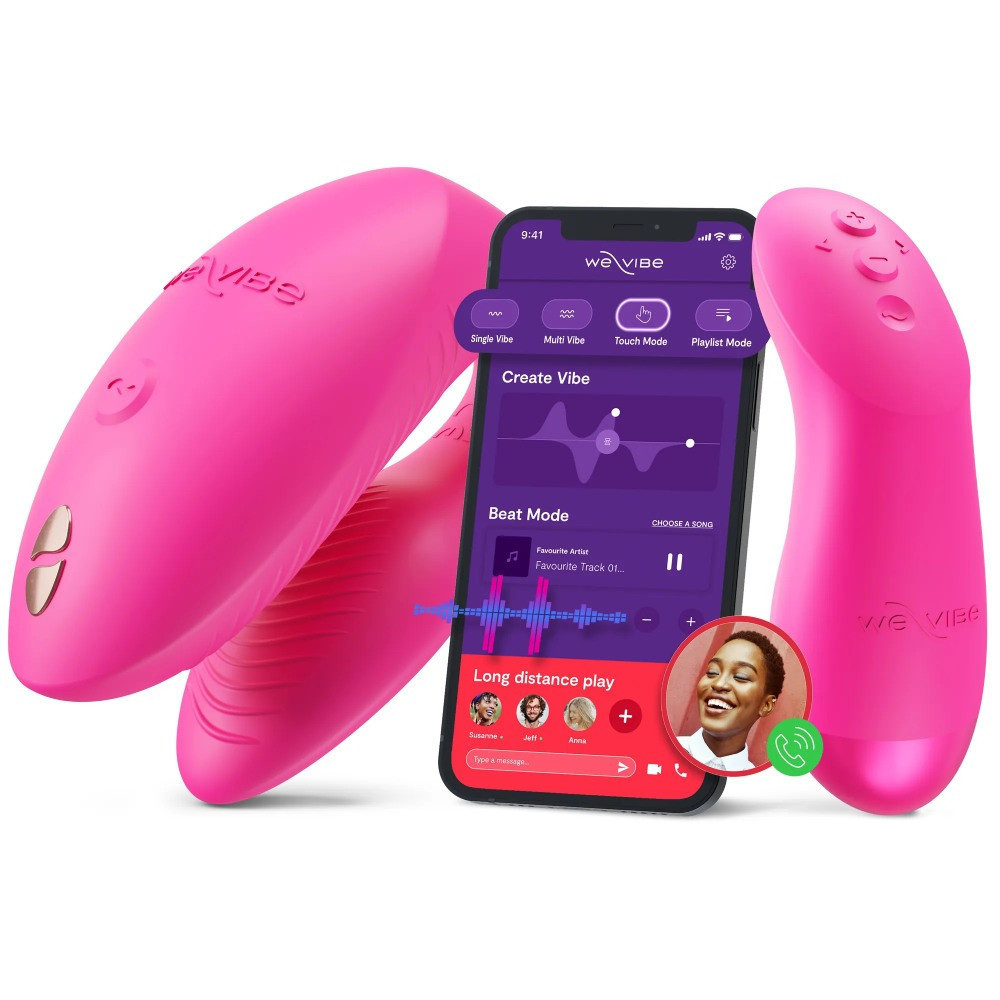 Вібратор для пар We-Vibe Chorus Pro Electric Pink з пультом і додатком, рожевий Sex Aura Київ - фото 2